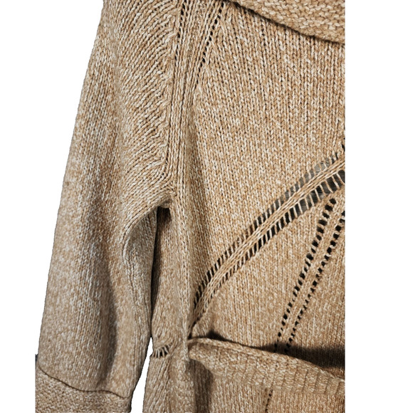SUNDANCE Belted Tan Cardigan Tunic Sweater Womens Med Boho Hippie - Picture 8 of 11
